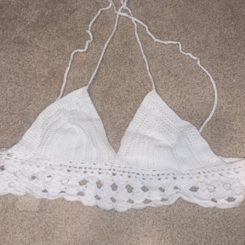 White knit bikini top